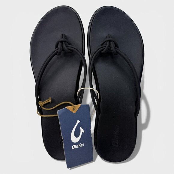 OluKai Shoes - OluKai 'Aka Women's Flip-Flop Sandals Black Sz 11B Comfort Beach Shoes 20509-404